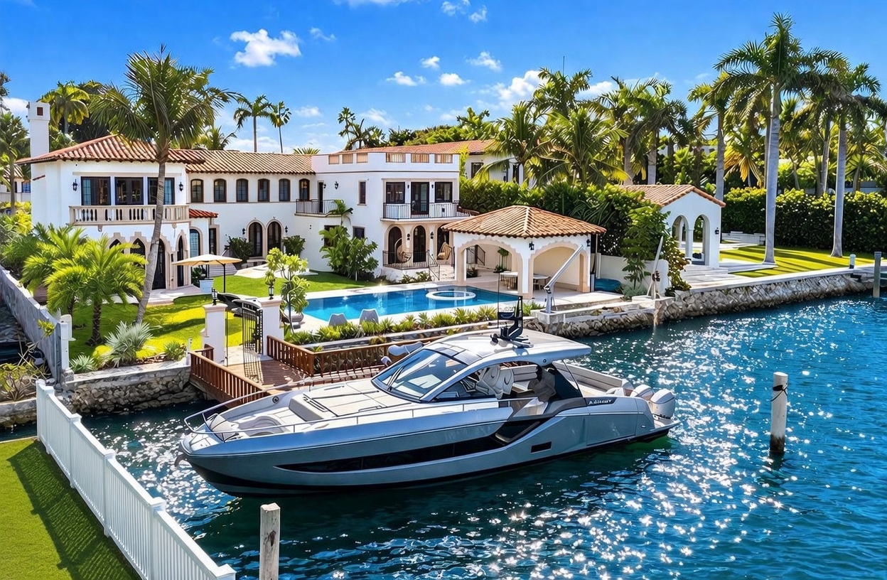 A Masterfully Restored Mediterranean Estate on Palm Island's Waterfront