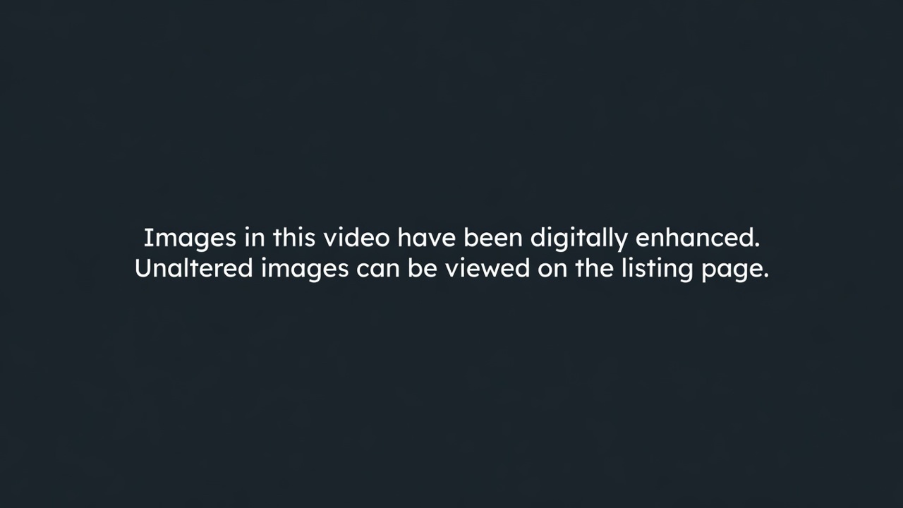 This image serves as a disclaimer regarding the visual representation of the property. It explicitly states that the images shown in the video have been digitally enhanced and directs viewers to the listing page to see the unaltered versions of the photos.