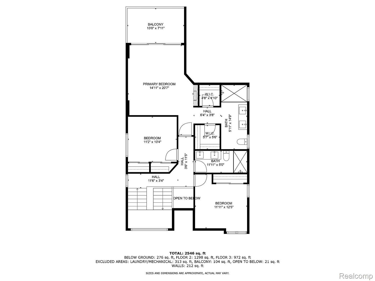 This image showcases a detailed floor plan of a multi-story house, outlining the layout of rooms such as bedrooms, bathrooms, hallways, and a balcony. The plan includes dimensions for each room, providing a clear understanding of the space and flow within the home. The overall impression is informative and functional, designed to give potential buyers a comprehensive view of the property's structure.