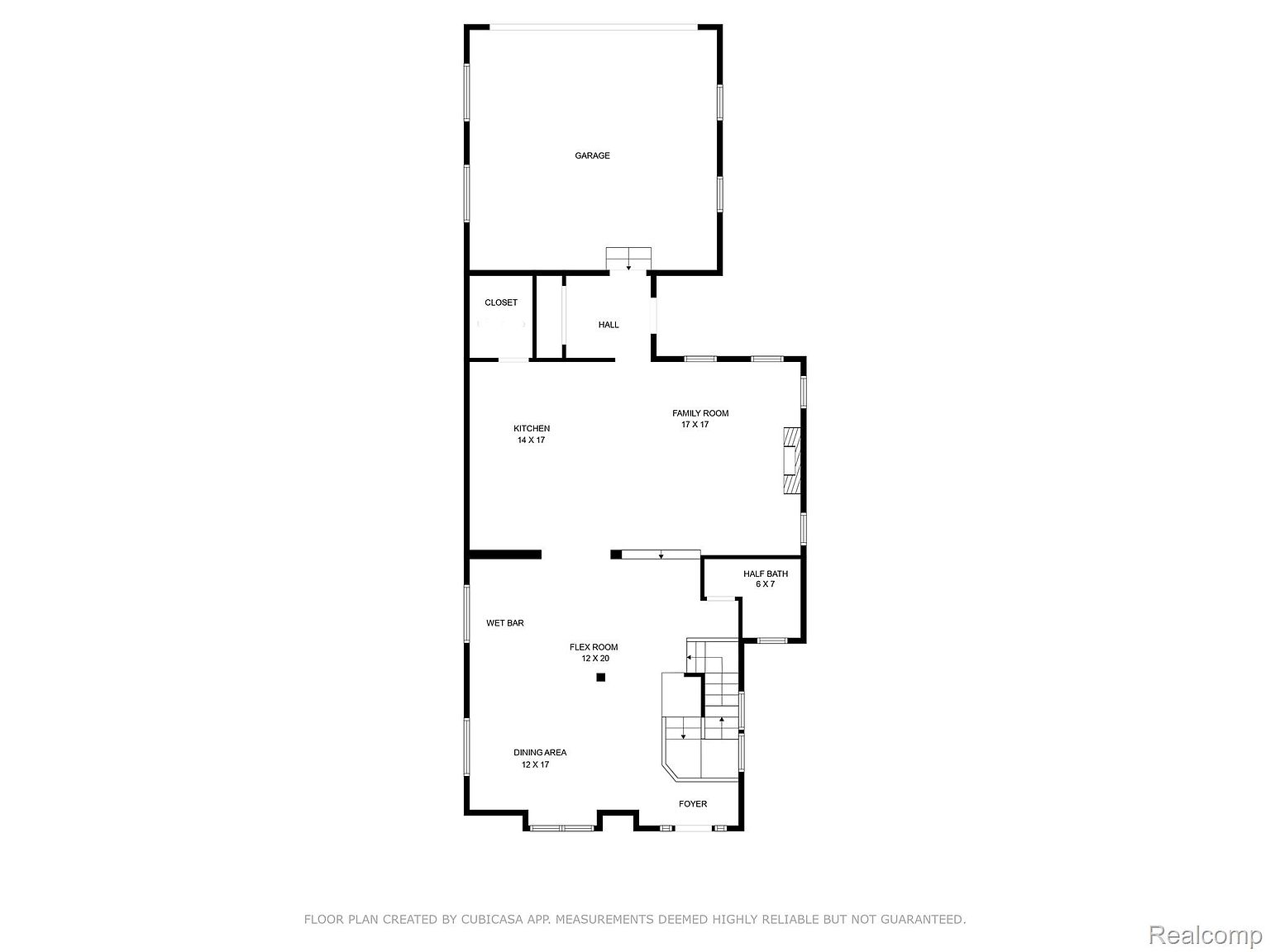 This image showcases a floor plan of a house, detailing the layout of various rooms including the garage, kitchen, family room, and bedrooms. The plan provides a top-down view, illustrating the spatial relationships between different areas and the overall flow of the home. Dimensions are included for each room, offering a clear understanding of the size and scale of the property.