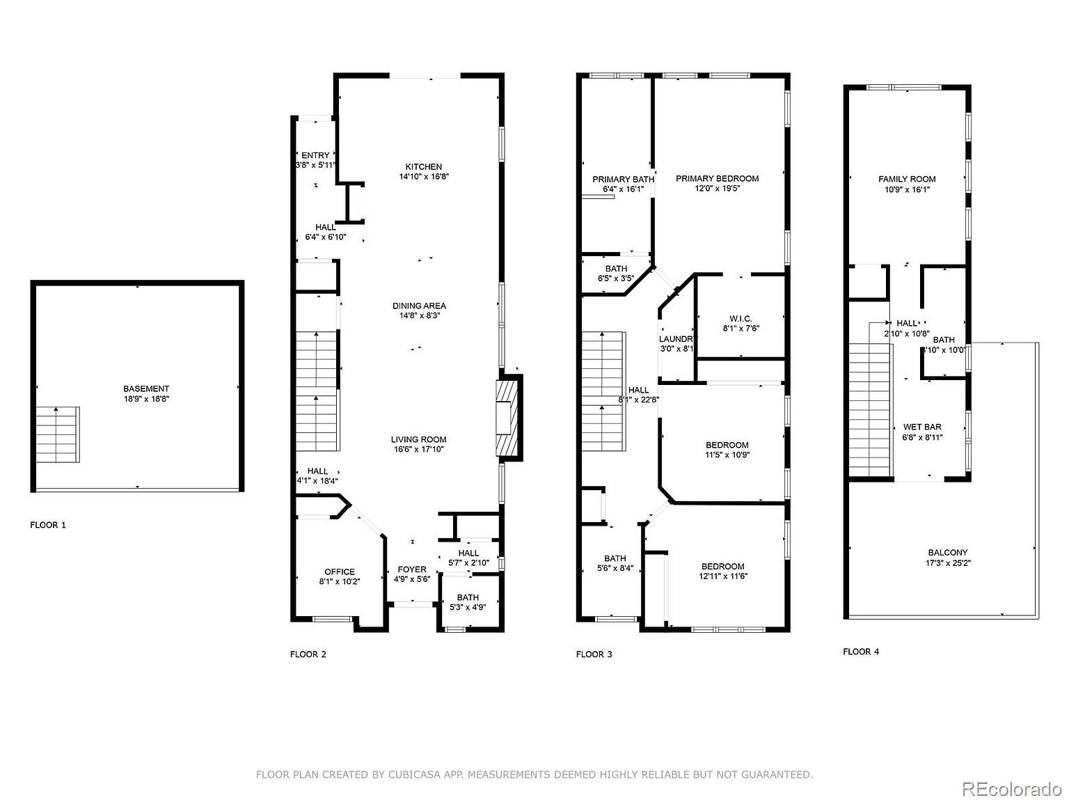 This image presents a detailed floor plan of a multi-story house, showcasing the layout of each floor from the basement to the upper levels. The plan includes dimensions for rooms such as the living room, kitchen, bedrooms, and bathrooms, providing a comprehensive overview of the property's spatial arrangement and room sizes. The floor plan is designed to give potential buyers a clear understanding of the home's structure and flow.