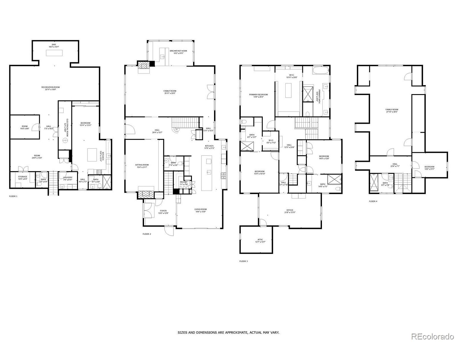 This image showcases a detailed floor plan of a multi-story house, outlining the layout of each floor. The plan includes dimensions for rooms such as the living room, kitchen, bedrooms, and bathrooms, providing a comprehensive overview of the property's spatial arrangement. The floor plan is designed to give potential buyers a clear understanding of the home's structure and room sizes.