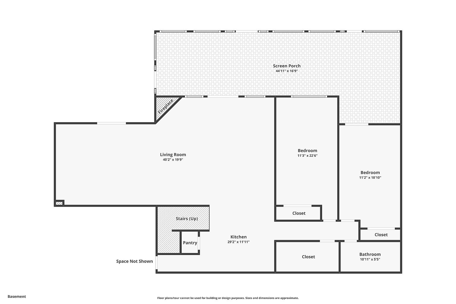 This image showcases a detailed floor plan of a house, outlining the layout of various rooms including the living room, bedrooms, kitchen, and bathrooms. The plan also indicates the dimensions of each room and the presence of features like a fireplace, closets, and a screen porch. The style is technical and informative, providing a clear overview of the property's structure.