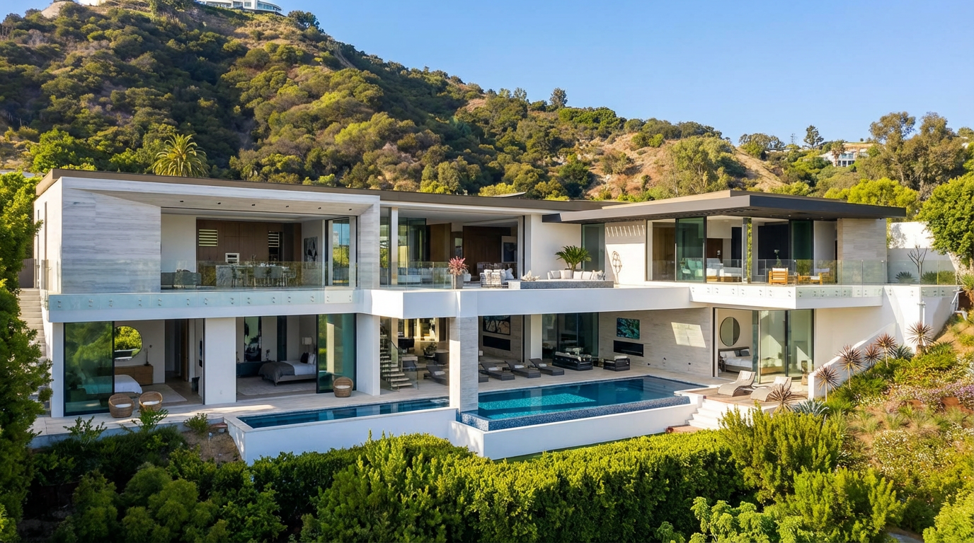 Architectural Masterpiece Commands Trousdale Estates with Unprecedented Views
